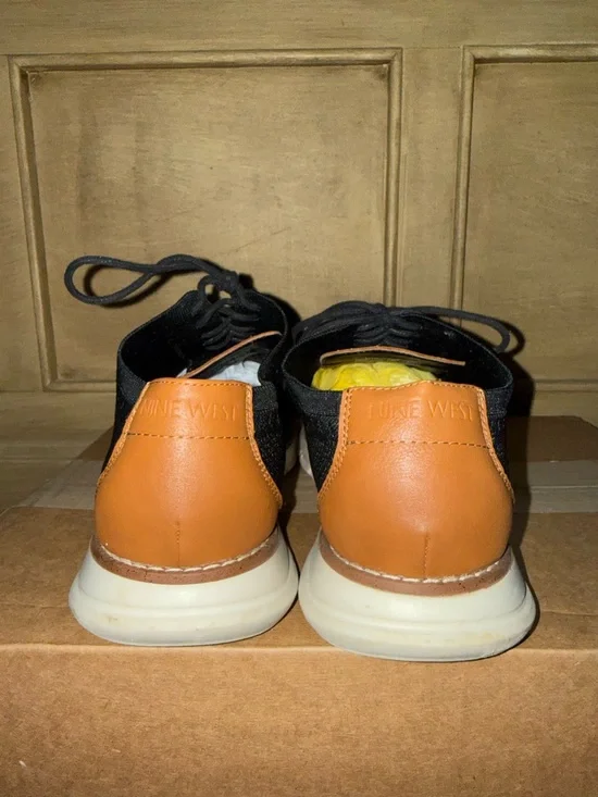 Nine West Black Knit Lace-Up Oxfords with Brown Accents - Picture 4 of 10